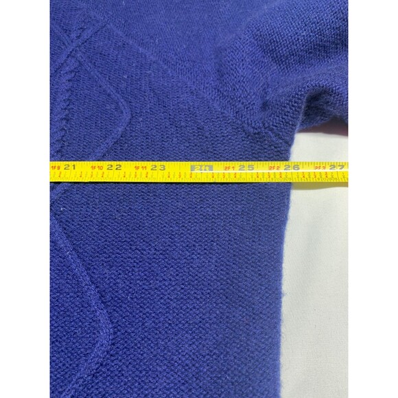 Scott & Scott London Sweater Womens L Blue Wool Cashmere Diamond Cable-knit - Picture 4 of 7